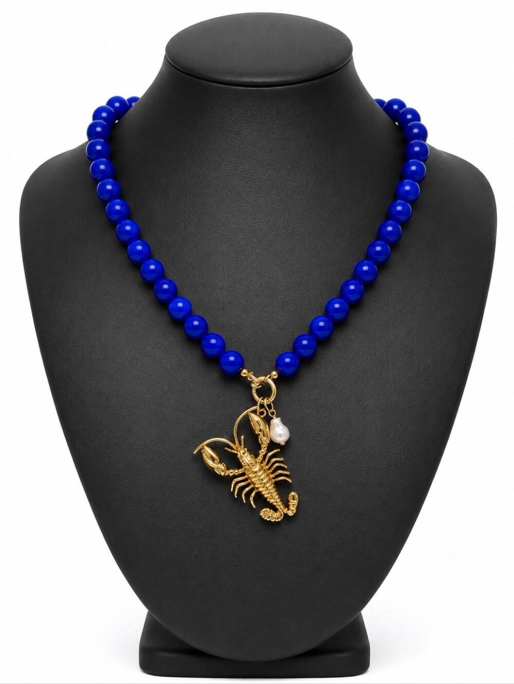Blue Beaded Lobster Necklace